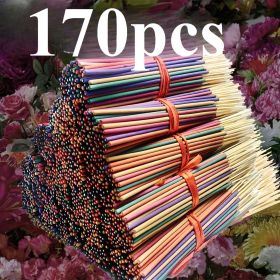 170pcs Wholesale Incense Sticks - Lasts Up to 8.66inch, with Essential Oils, Natural Fragrance for Home, Yoga, Camping, Vacation - Green, Orange,