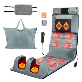 Full Body Electric Massage Mat Heating Vibration Massage Pad Cushion Back Massage Mattress Chair Pad with Neck Foot Massage Head Pillow and Cloth