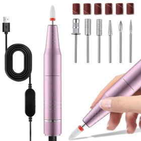 30000RPM USB Nail Drill Machine for Acrylic Nail Gel Polish Milling Smoothing Calluses Manicure Machine Nail Art Salon Equipment (Pink) (Option: Default Title)