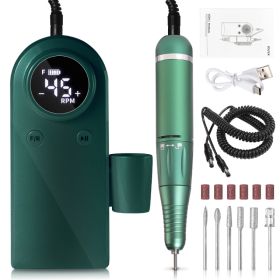 45000RPM Professional Nail Drills Kit With 6 Drill Bits, Portable Electric Nail Drill For Acrylic Nails Gel Polishing Removing, Rechargeable Nail (Option: Green)