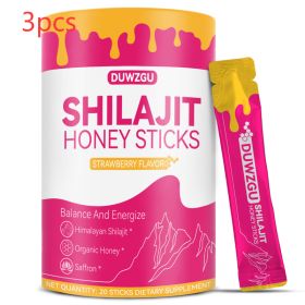 Strawberry Honey Sticks 20ct Shilajit, Shatavari  Saffron  Female Hormone  Energy Support (Option: Picture color-3PCS)