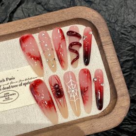 Long Advanced New Chinese Style Red Manicure (Option: Medium M-2660 Fine Tip)
